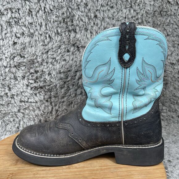 Justin Gypsy Gemma Leather Cowgirl Boots Black Turquoise Women's 10 B L9905 - Picture 6 of 9